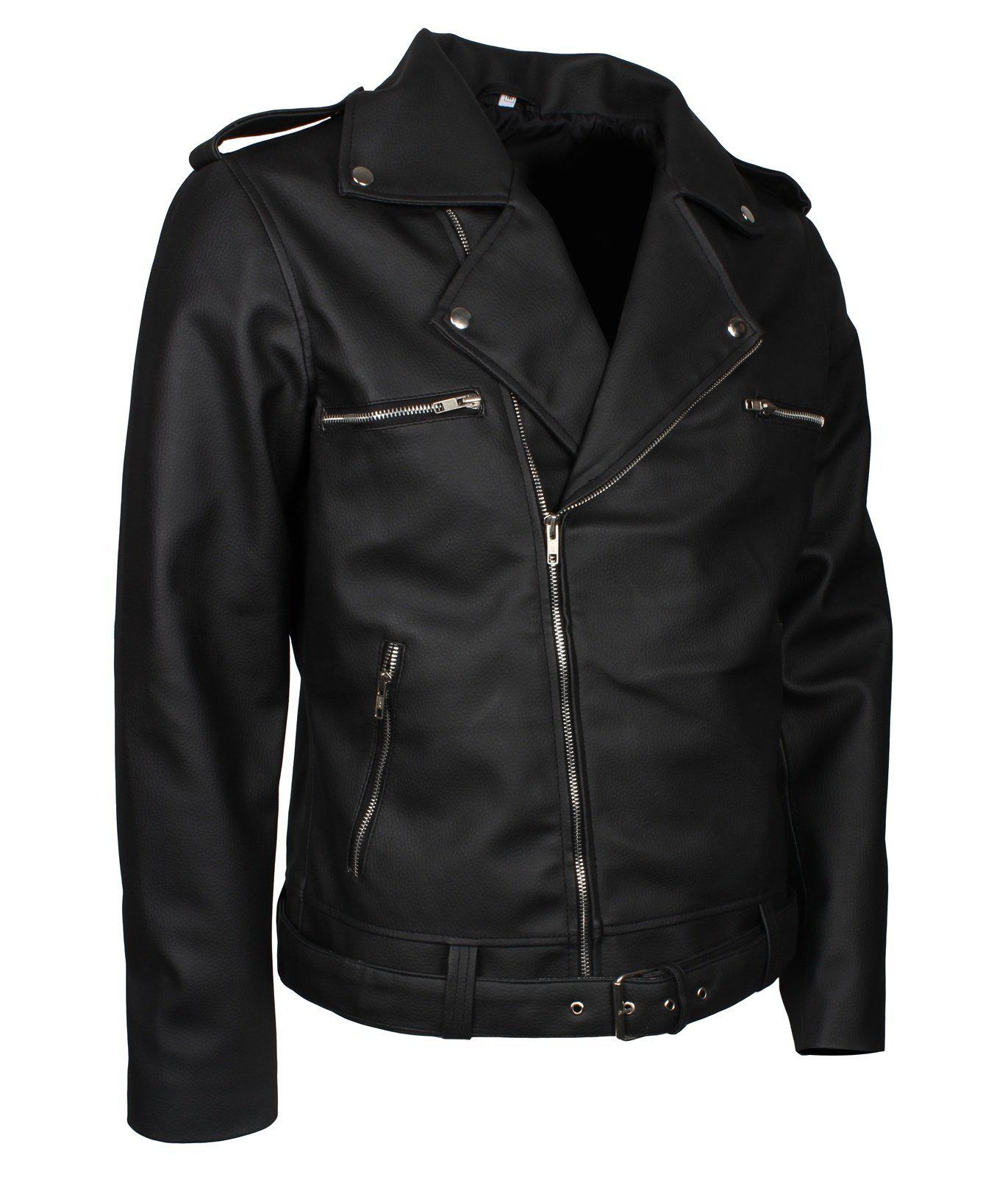 Men's Black Dead Walking Faux Leather Jacket