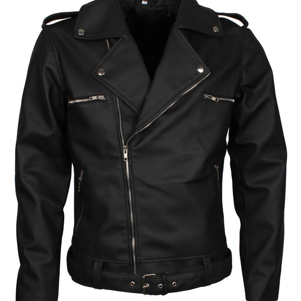 Men's Black Dead Walking Faux Leather Jacket