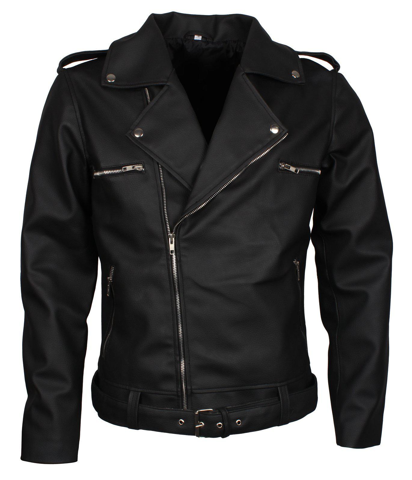 Men's Black Dead Walking Faux Leather Jacket