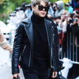 BTS Jimin Black Motorcycle Leather Jacket