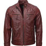 Men’s Maroon Moto Biker Leather Jacket