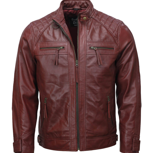 Men’s Maroon Moto Biker Leather Jacket