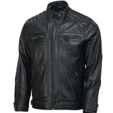 Men’s Black Moto Biker Leather Jacket