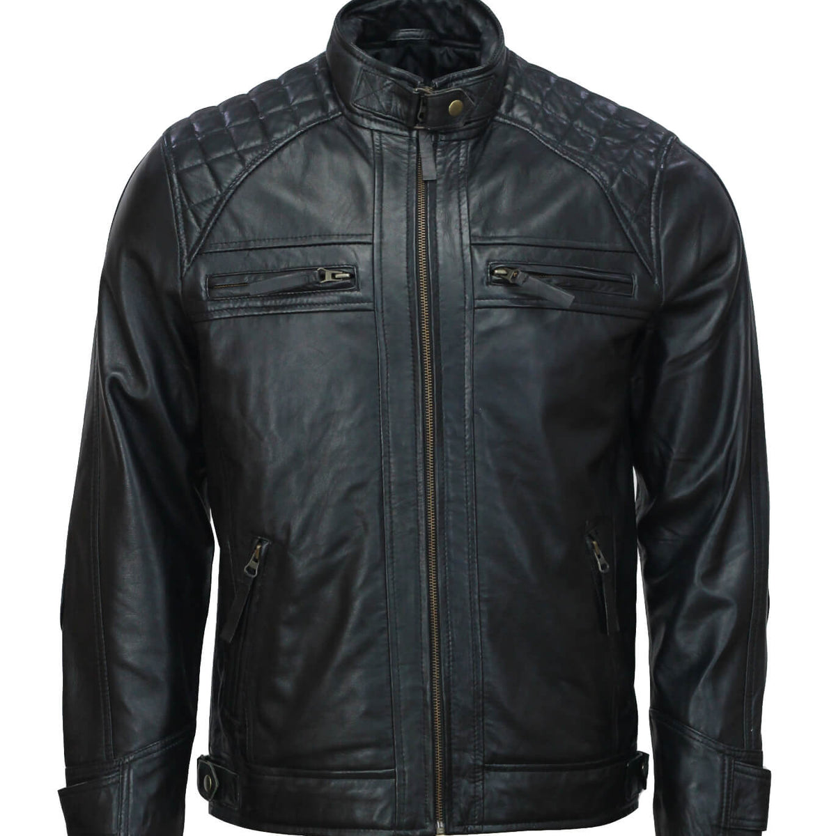 Men’s Black Moto Biker Leather Jacket