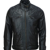 Men’s Black Moto Biker Leather Jacket