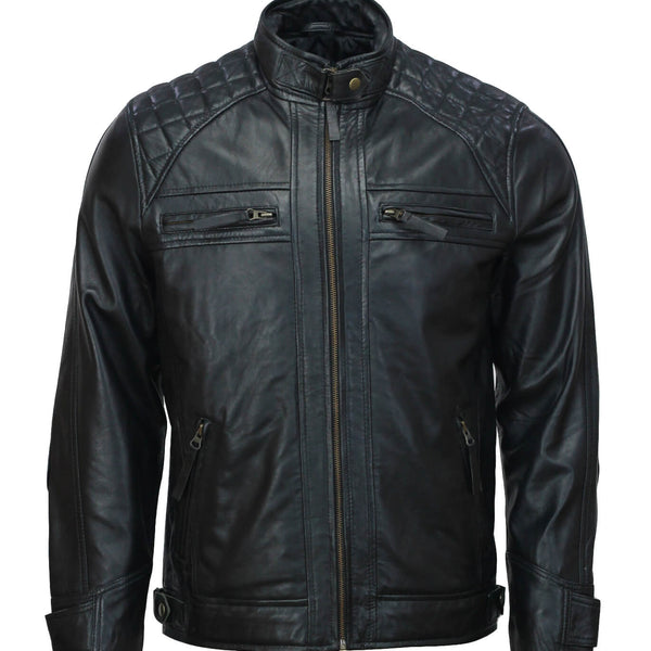 Men’s Black Moto Biker Leather Jacket