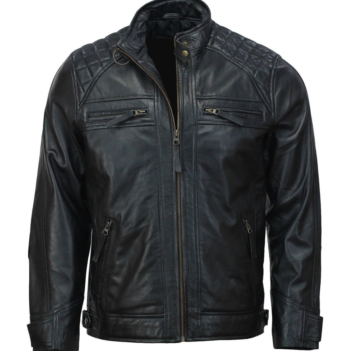 Men’s Black Moto Biker Leather Jacket