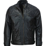 Men’s Black Moto Biker Leather Jacket