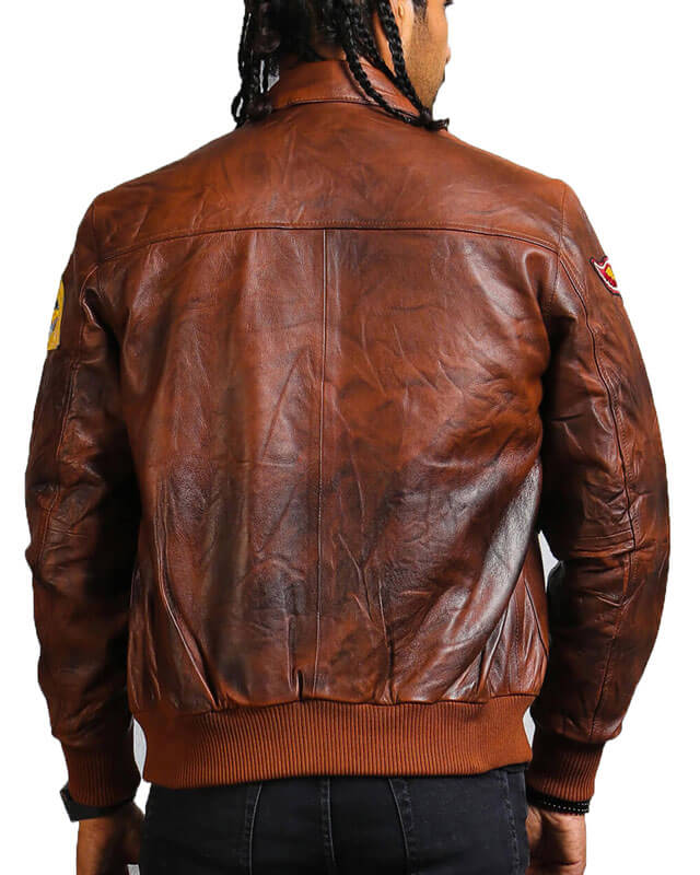 Brown Bomber Leather Jacket for Men