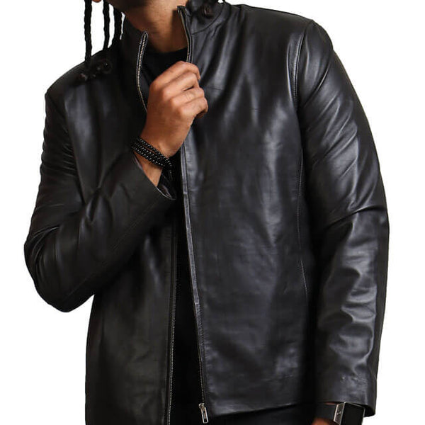 Casual Classic Black Leather Jacket