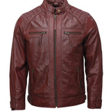 Men’s Maroon Moto Biker Leather Jacket