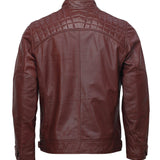 Men’s Maroon Moto Biker Leather Jacket