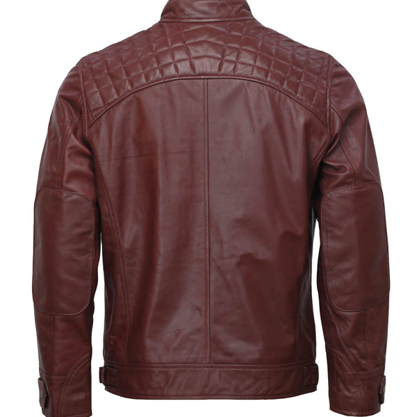 Men’s Maroon Moto Biker Leather Jacket