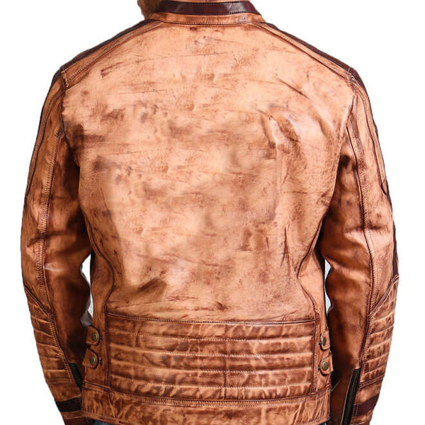 Vintage Tan Biker Leather Jacket