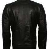 Men's Black Cafe Racer Genuine Leather Biker Jacket