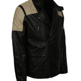 Men's Vintage Quilted Patches Leather Biker Jacket