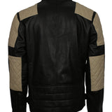 Men's Vintage Quilted Patches Leather Biker Jacket