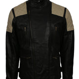 Men's Vintage Quilted Patches Leather Biker Jacket