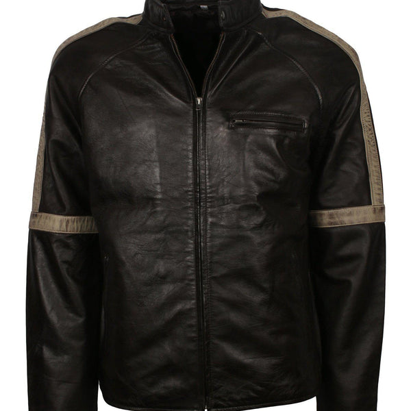 Men's Biker Leather Jacket in Black