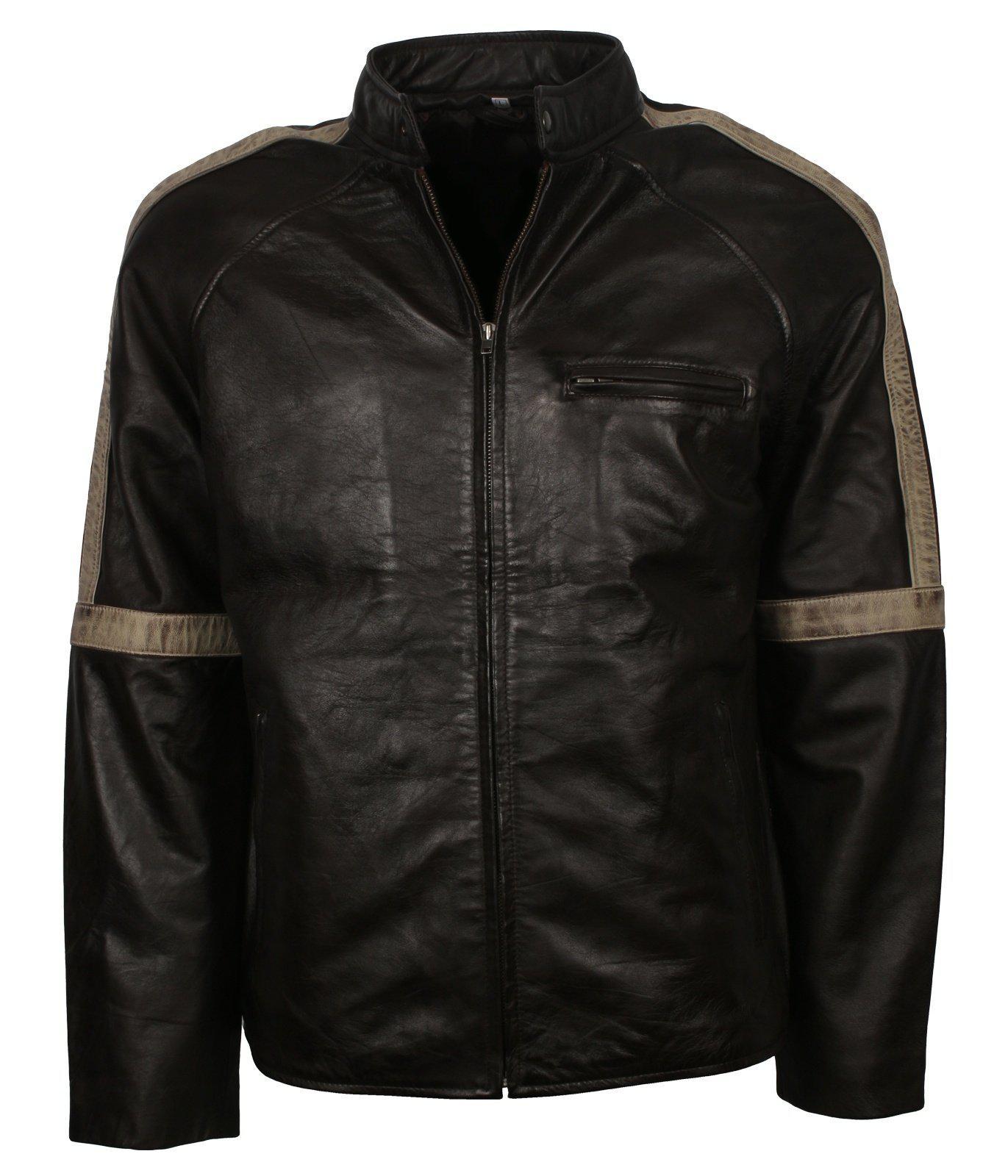 Men's Biker Leather Jacket in Black
