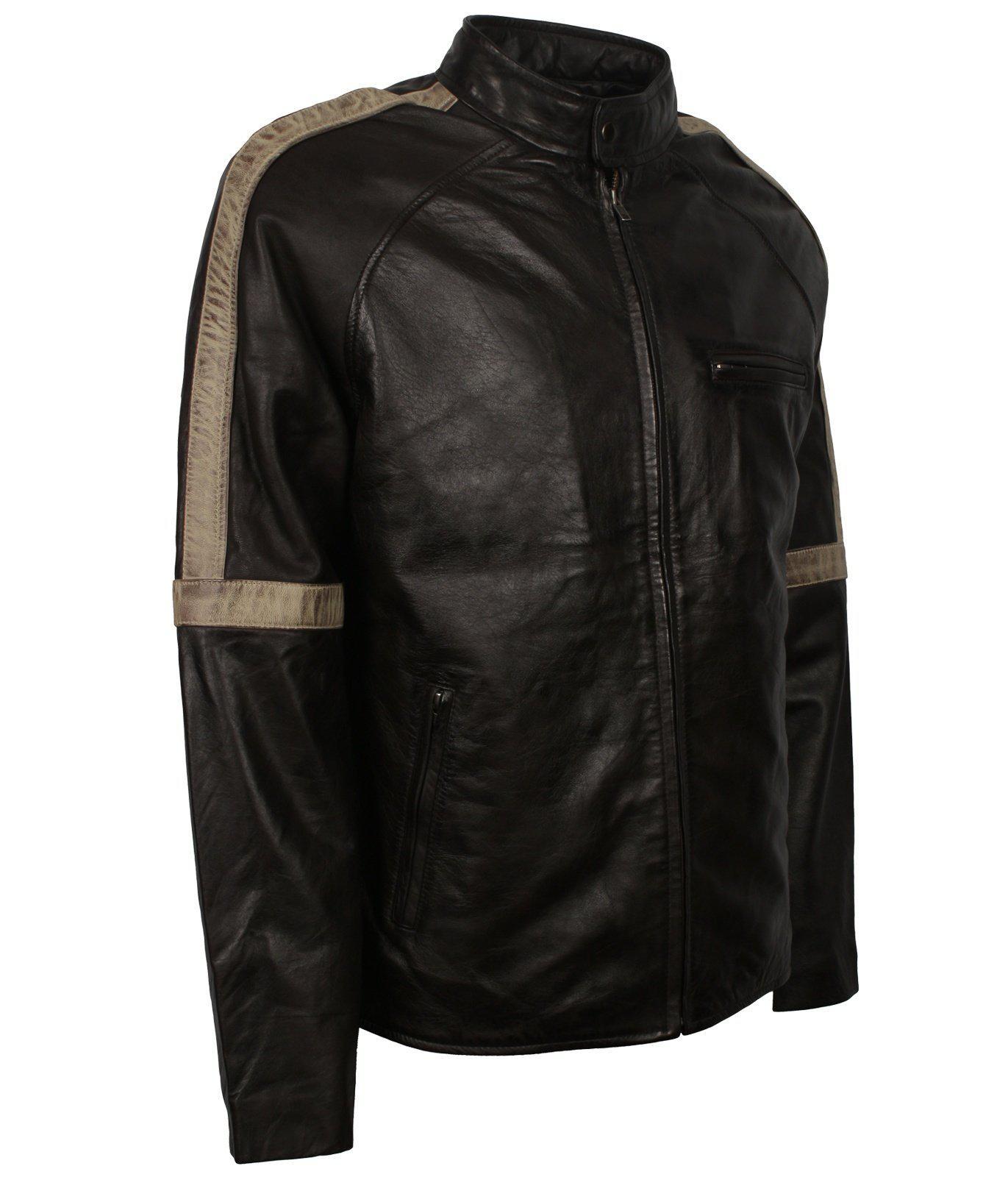 Men's Biker Leather Jacket in Black