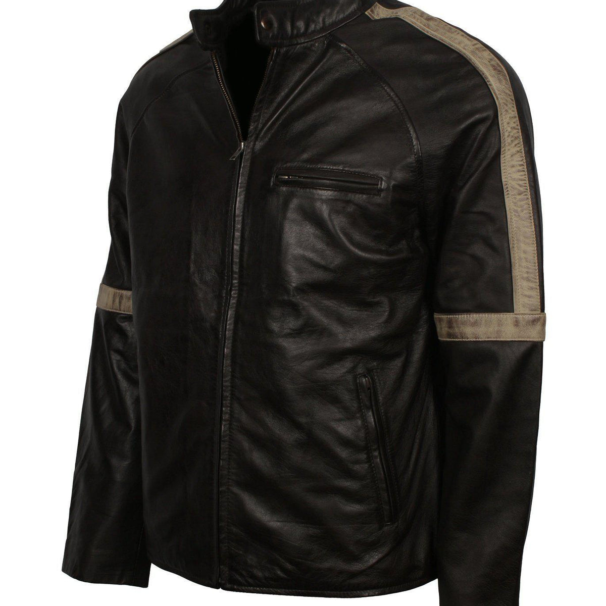 Men's Biker Leather Jacket in Black