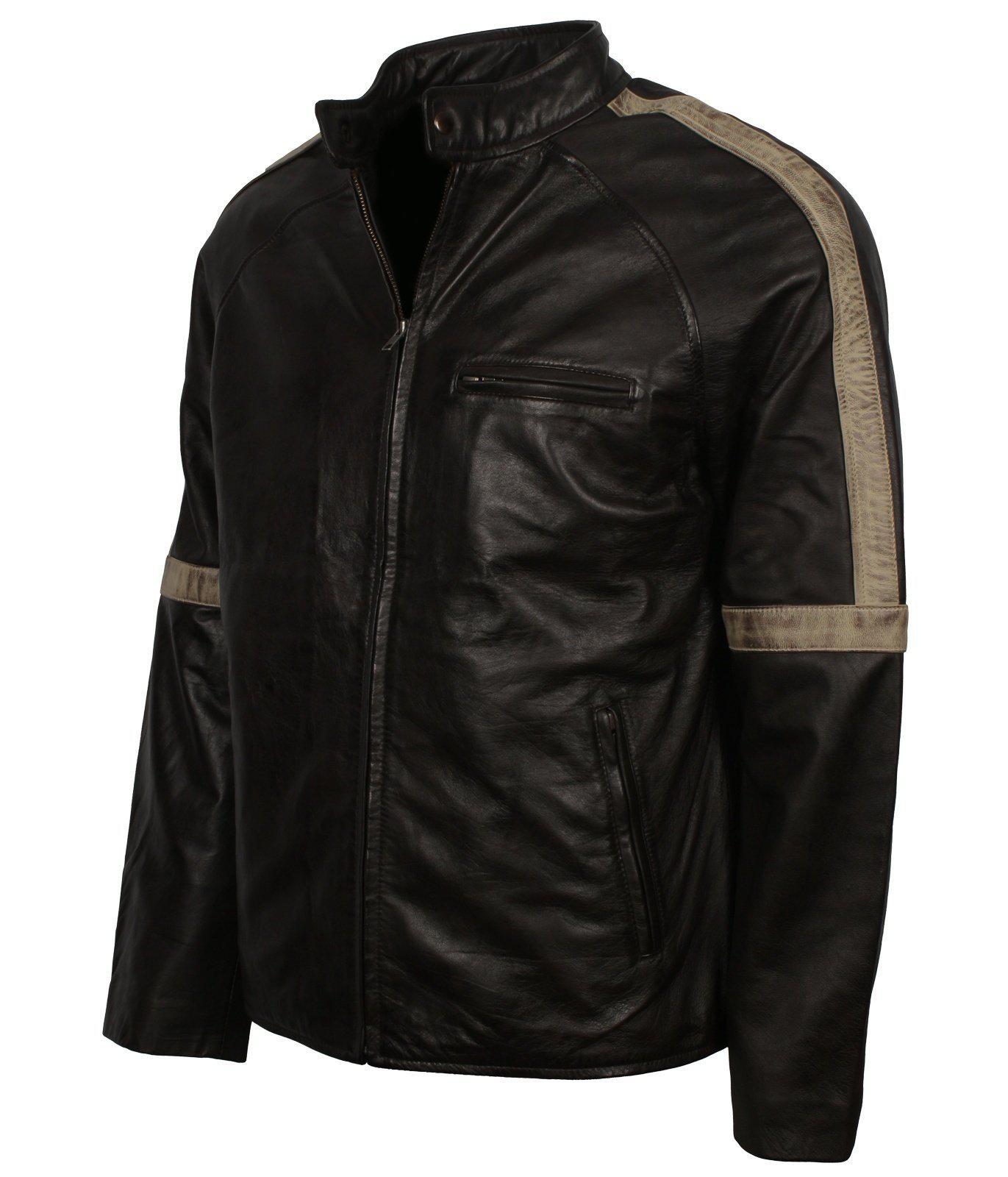 Men's Biker Leather Jacket in Black