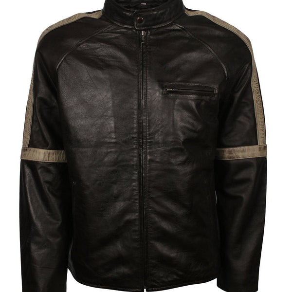 Men's Biker Leather Jacket in Black