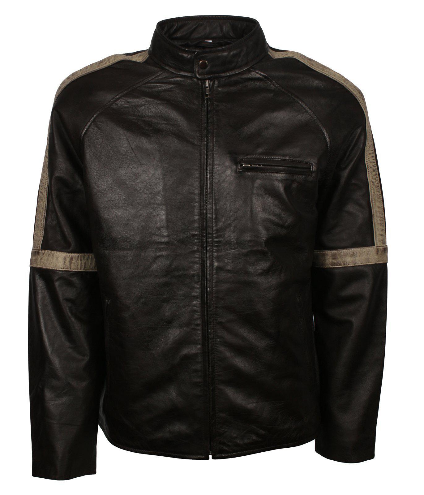 Men's Biker Leather Jacket in Black
