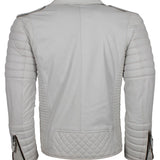 Men's Biker Leather Jacket in Black White Maroon