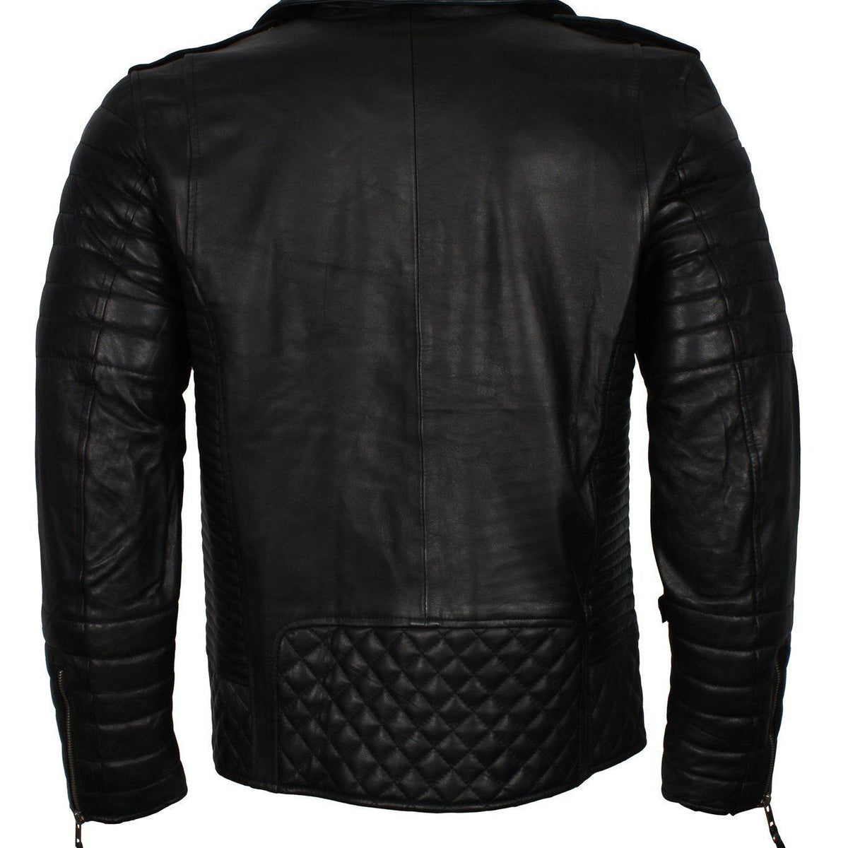 Men's Biker Leather Jacket in Black White Maroon