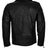 Men's Biker Leather Jacket in Black White Maroon