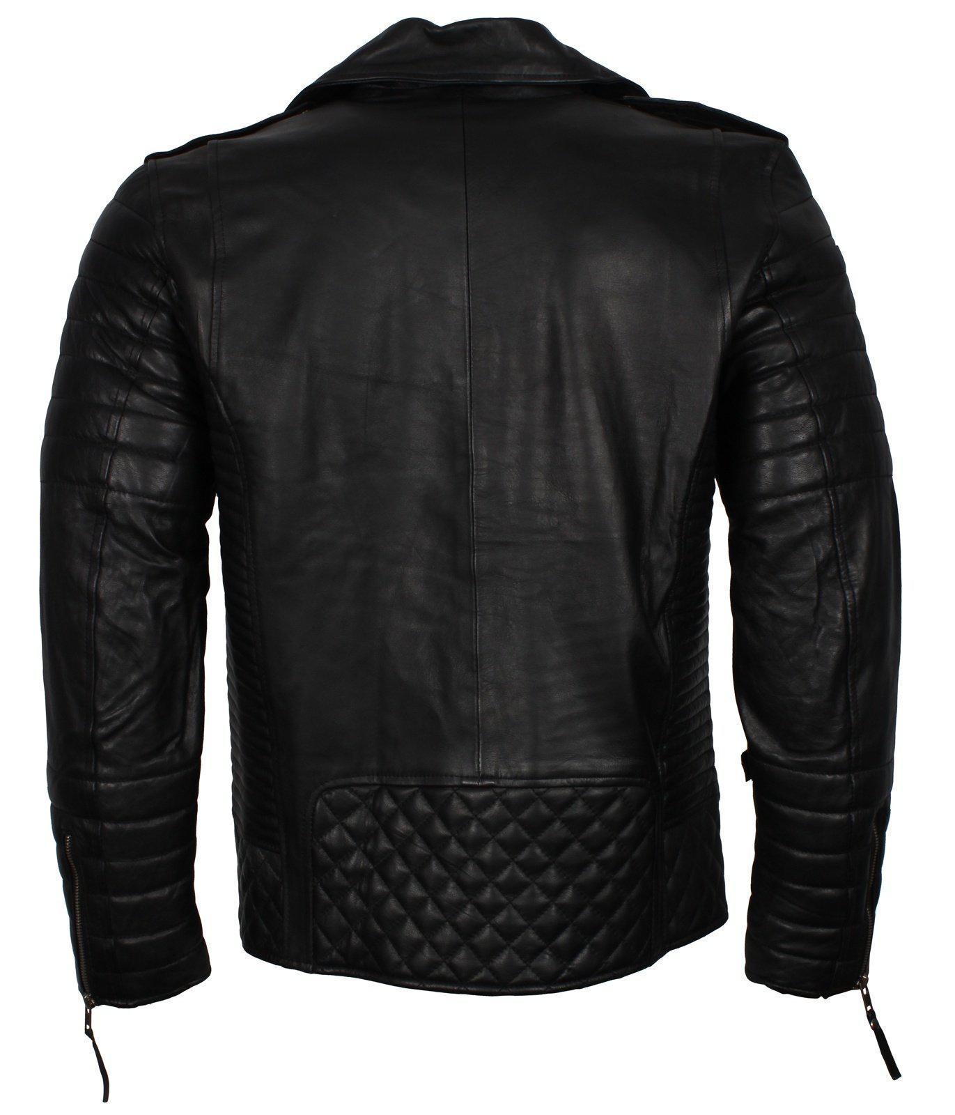 Men's Biker Leather Jacket in Black White Maroon