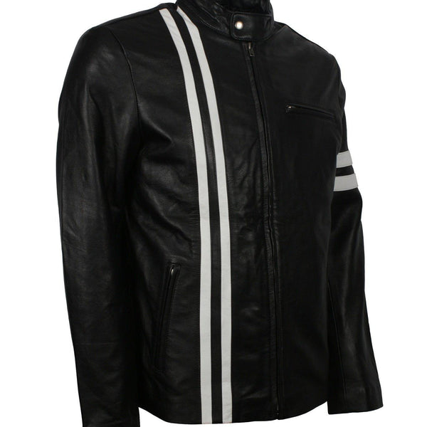Men's Black Jacket with White Stripes