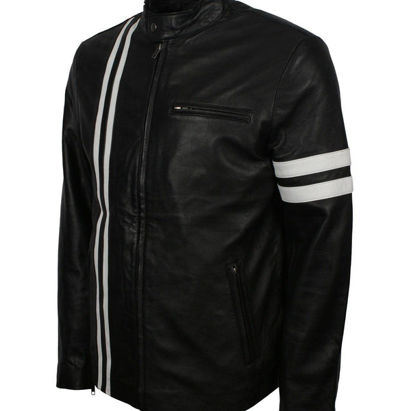 Men's Black Jacket with White Stripes
