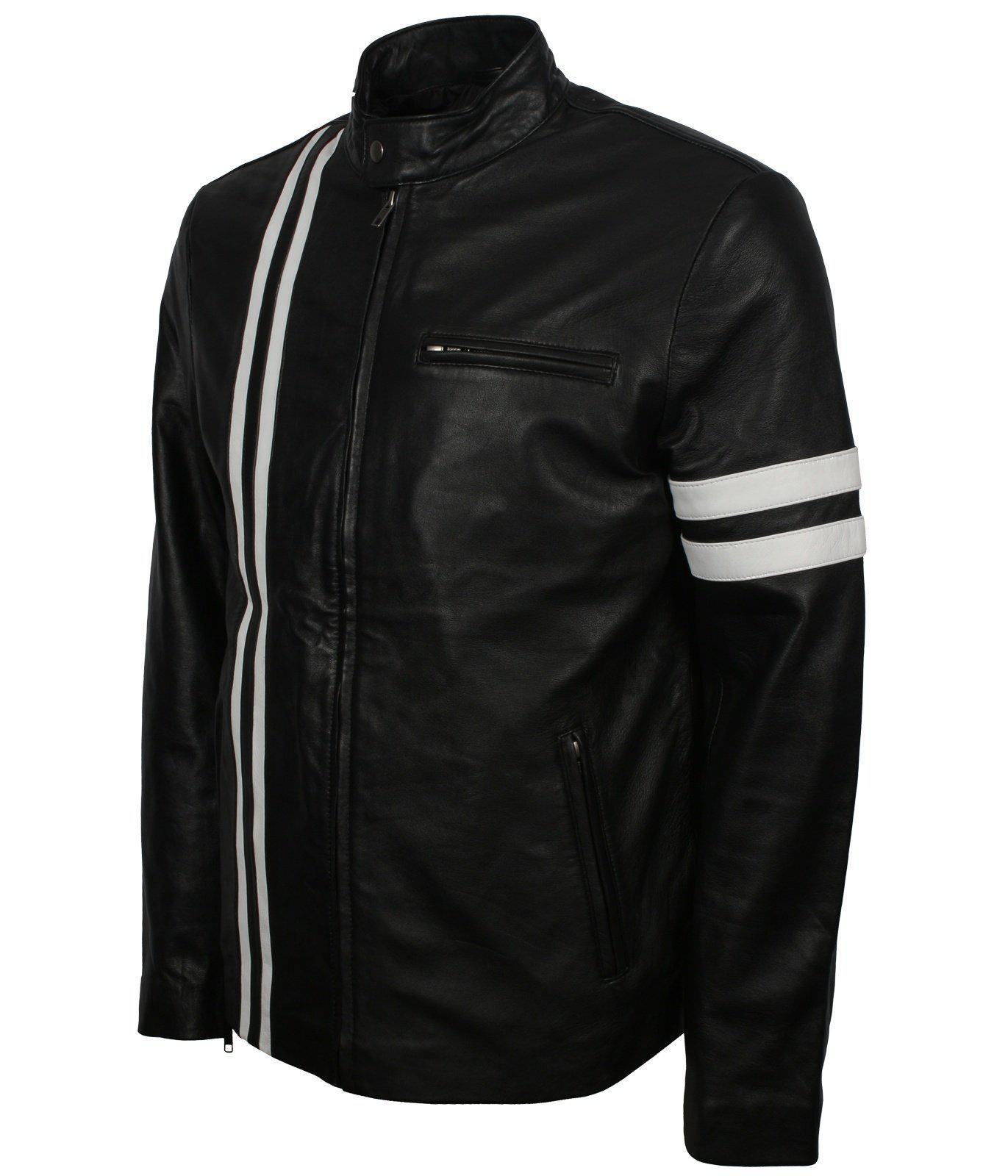 Men's Black Jacket with White Stripes