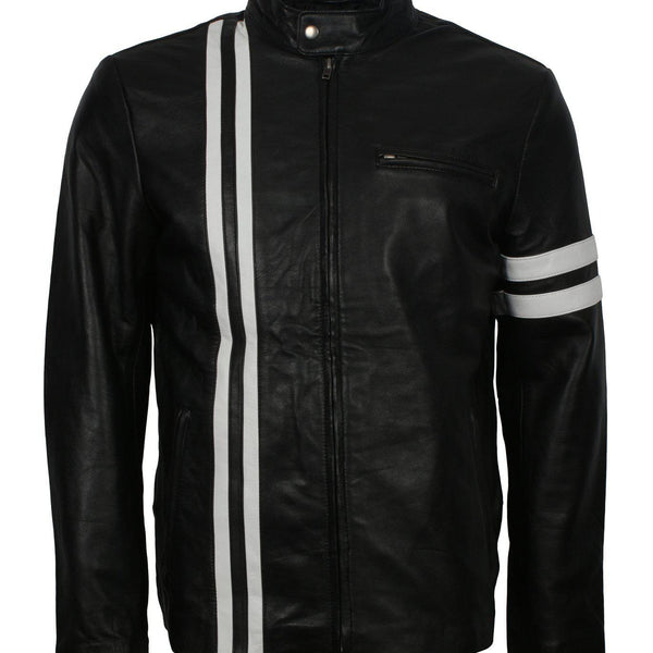 Men's Black Jacket with White Stripes
