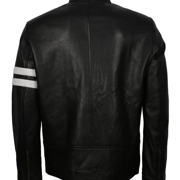 Men's Driver SF Leather Jacket with White Stripes