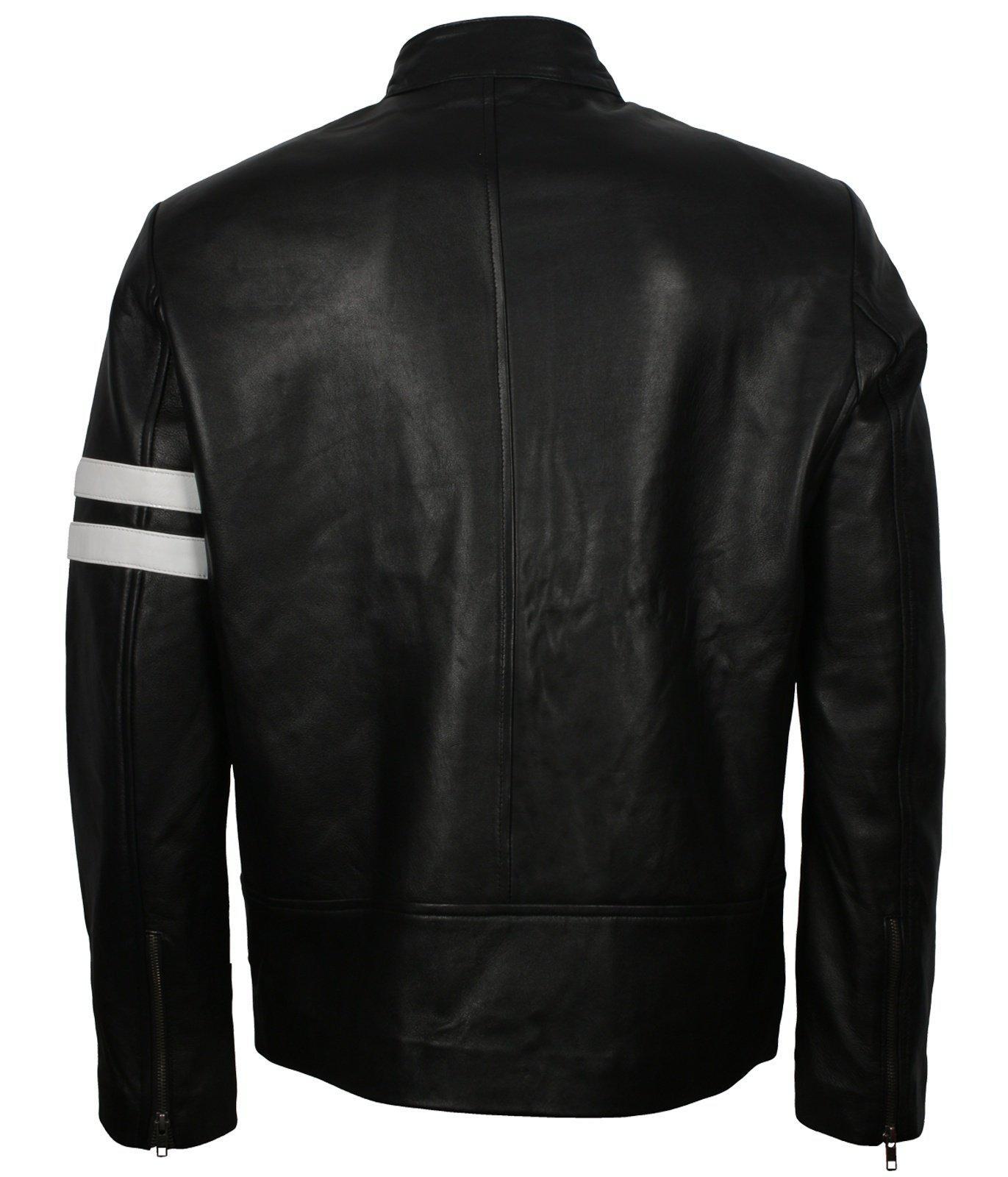 Men's Driver SF Leather Jacket with White Stripes