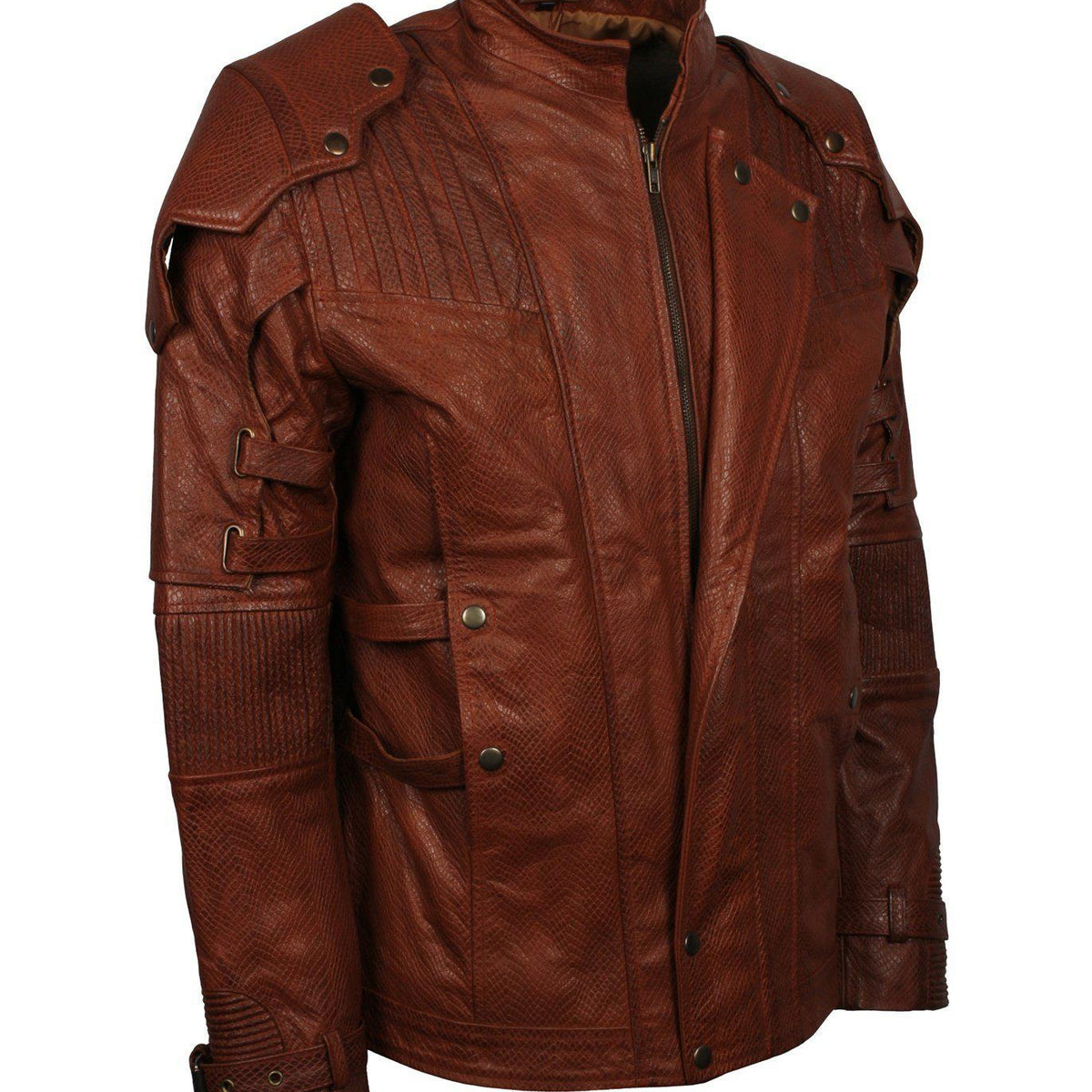 Men's Brown Galaxy Guardians Genuine Leather Cosplay Biker Jacket