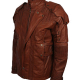 Men's Brown Galaxy Guardians Genuine Leather Cosplay Biker Jacket