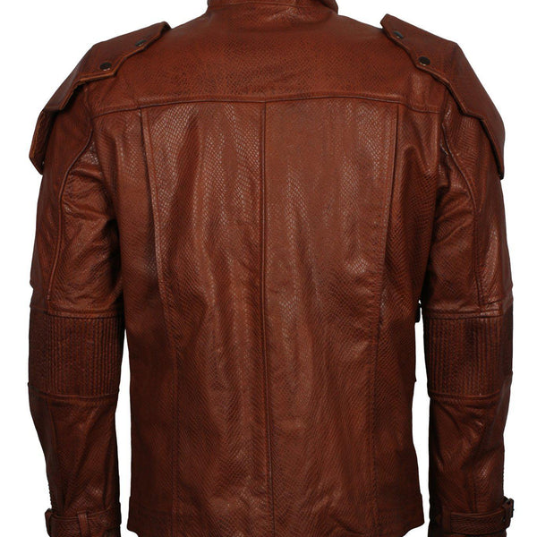 Men's Brown Galaxy Guardians Genuine Leather Cosplay Biker Jacket