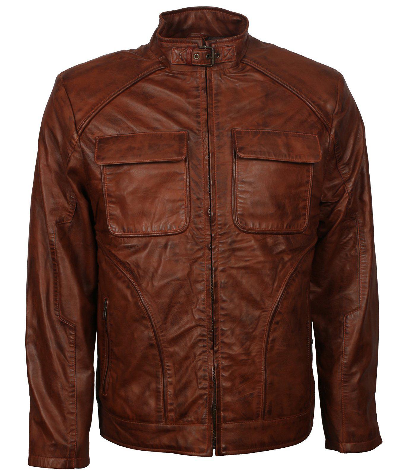 Men's Brown Waxed Genuine Leather Classic Vintage Jacket
