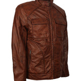 Men's Brown Waxed Genuine Leather Classic Vintage Jacket
