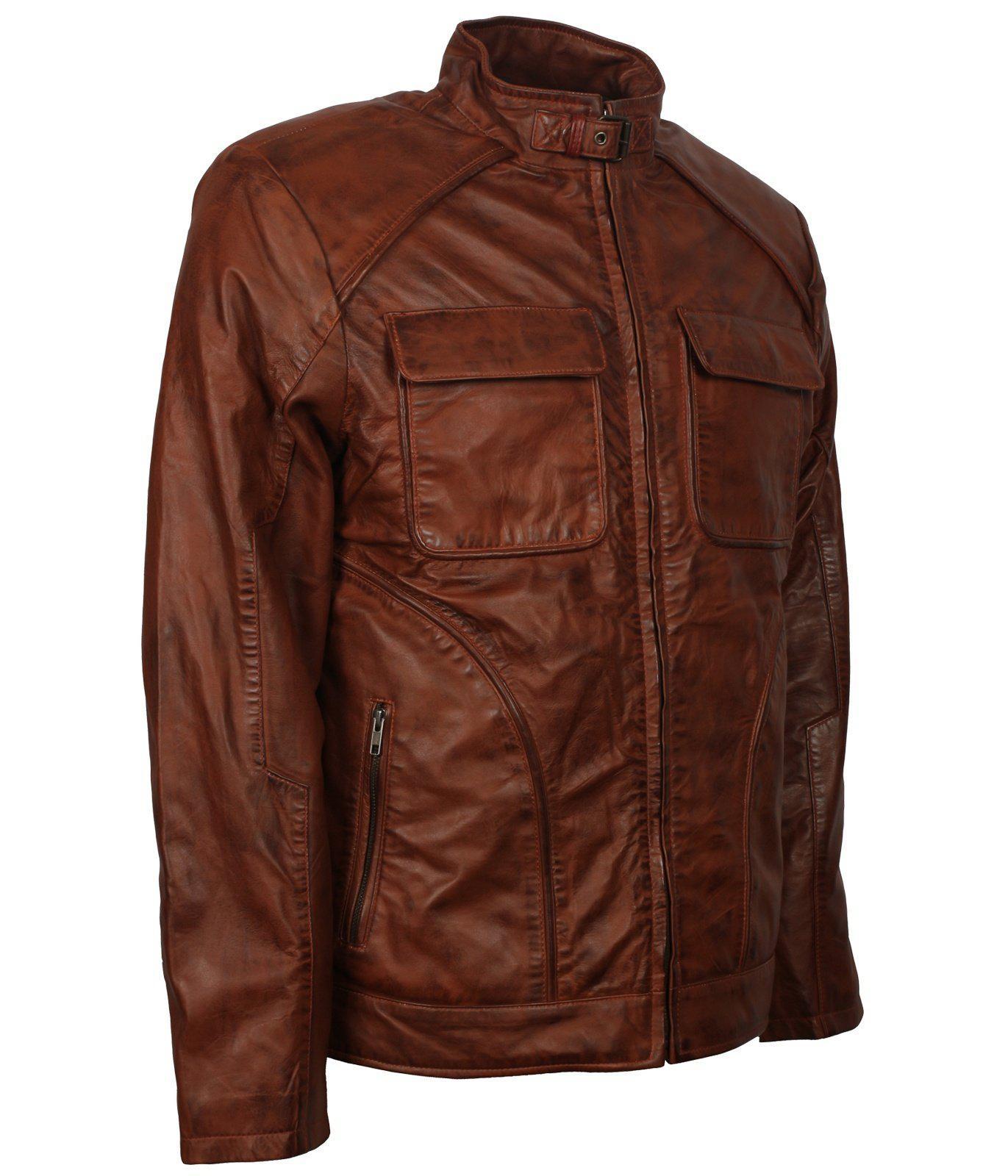 Men's Brown Waxed Genuine Leather Classic Vintage Jacket