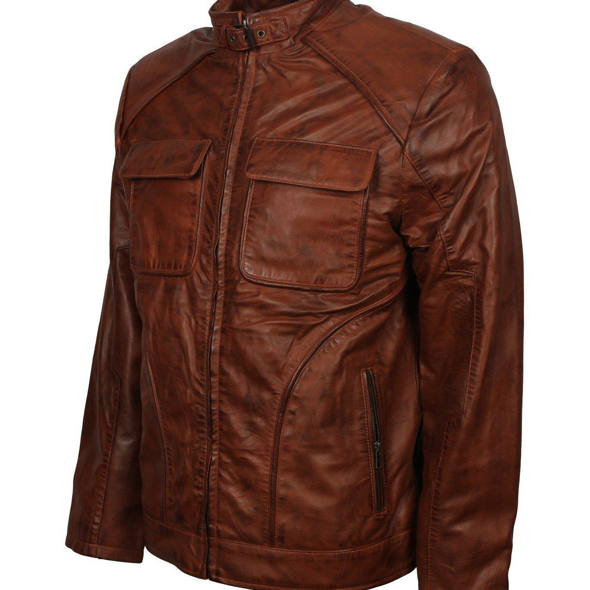 Men's Brown Waxed Genuine Leather Classic Vintage Jacket