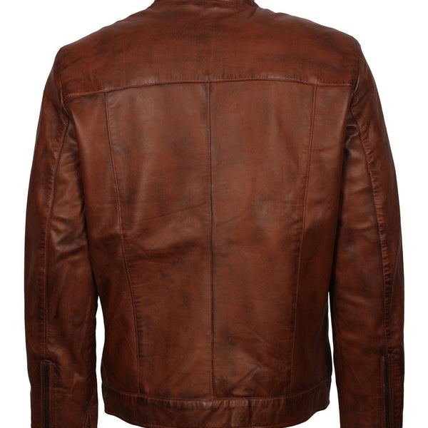 Men's Brown Waxed Genuine Leather Classic Vintage Jacket