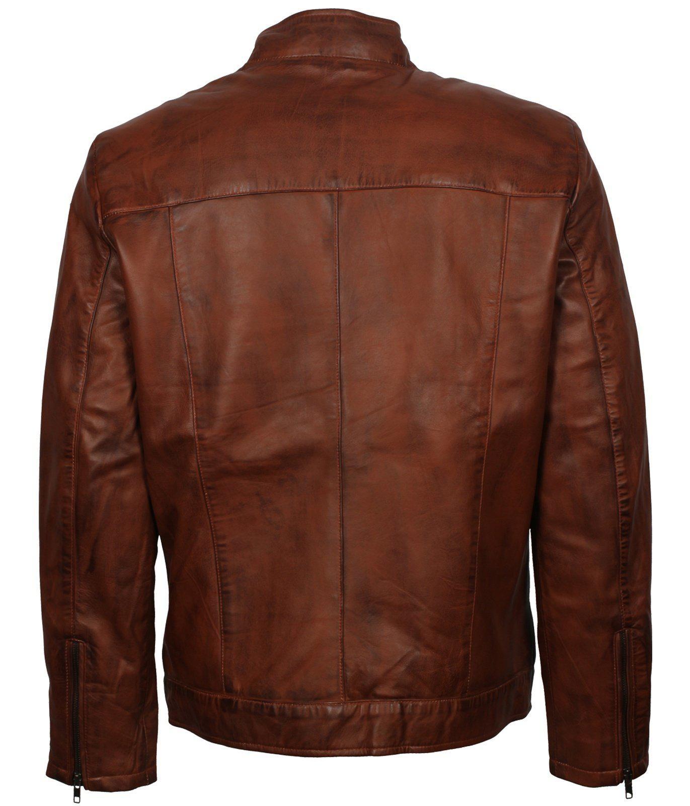 Men's Brown Waxed Genuine Leather Classic Vintage Jacket
