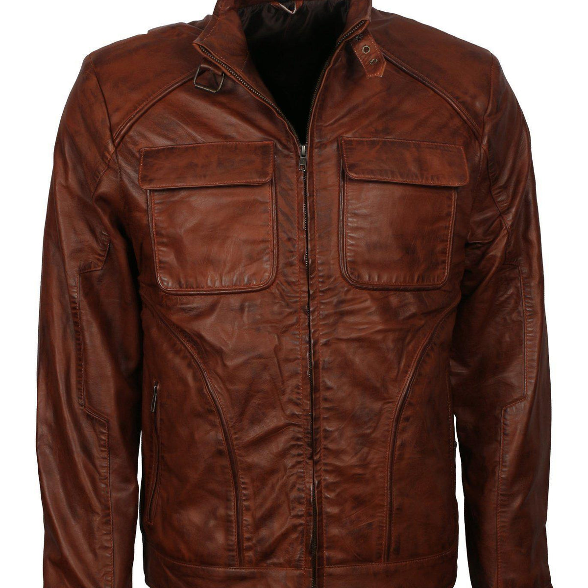 Men's Brown Waxed Genuine Leather Classic Vintage Jacket