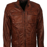 Men's Brown Waxed Genuine Leather Classic Vintage Jacket